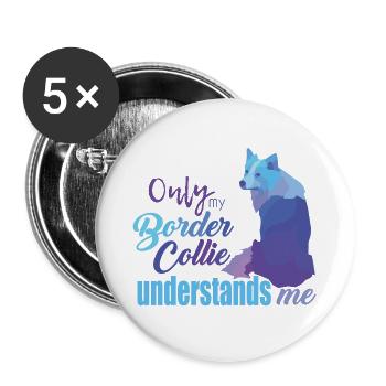 Border Collie - Buttons small 1''/25 mm (5-pack) - white - Front