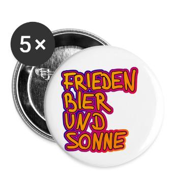 frieden bier und sonne - Buttons klein 25 mm (5er Pack) - Weiß - Vorne
