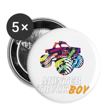 Monster Truck Boy - Lot de 5 petits badges (25 mm) - blanc - Devant