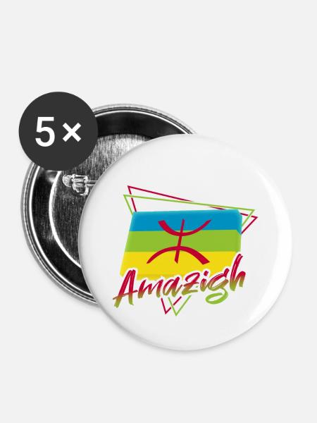 Amazigh - Buttons klein 25 mm (5er Pack) - Weiß
