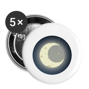 Mond und Sternschnuppe - Buttons klein 25 mm (5er Pack) - Weiß - Vorne