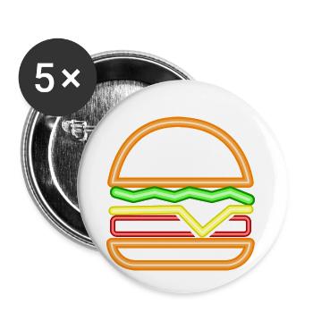 Neon Burger - Lot de 5 petits badges (25 mm) - blanc - Devant