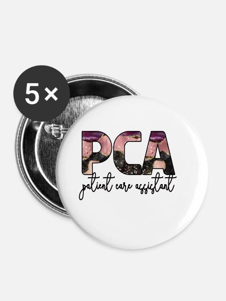 Pflegeassistentin PCA Krankenpflege-Helferin - Buttons klein 25 mm (5er Pack) - Weiß