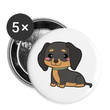 Dackel - Buttons klein 25 mm (5er Pack) - Weiß - Vorne