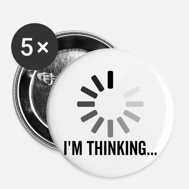 Ich denke und lade - Buttons klein 25 mm (5er Pack) - Weiß