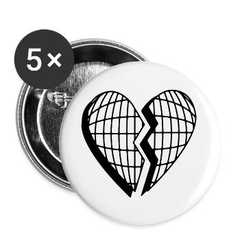 Herz gebrochen - Buttons klein 25 mm (5er Pack) - Weiß - Vorne