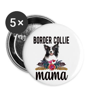 Border Collie Mama Border Collie propriétaire de chien - Lot de 5 petits badges (25 mm) - blanc - Devant
