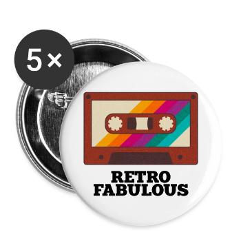 Retro Fabulous - Buttons small 1''/25 mm (5-pack) - white - Front