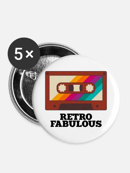 Retro Fabelhaft - Buttons klein 25 mm (5er Pack) - Weiß