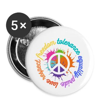 peace Rainbow - Buttons small 1''/25 mm (5-pack) - white - Front