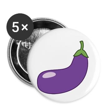 Aubergine - Lot de 5 petits badges (25 mm) - blanc - Devant