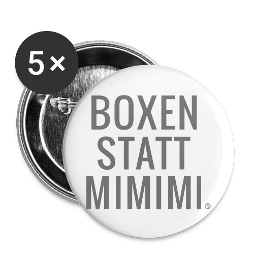 Boxen statt Mimimi® - grau - Buttons klein 25 mm (5er Pack)