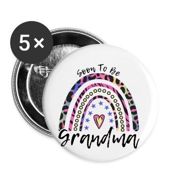 Grandma Soon To Be Boho Leopard Rainbow Gift - Buttons small 1''/25 mm (5-pack) - white - Front