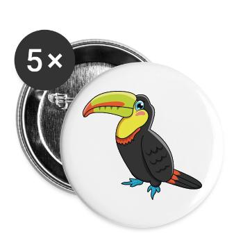 Toucan - Buttons small 1''/25 mm (5-pack) - white - Front