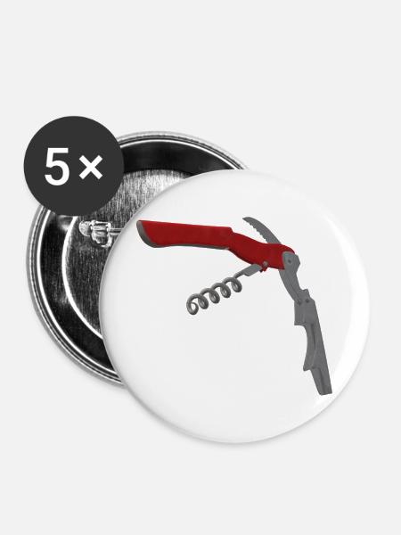 3D Korkenzieher - Buttons klein 25 mm (5er Pack) - Weiß