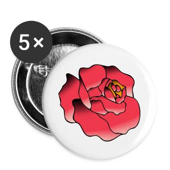 rosa Blume Zeichnung - Buttons klein 25 mm (5er Pack) - Weiß - Vorne