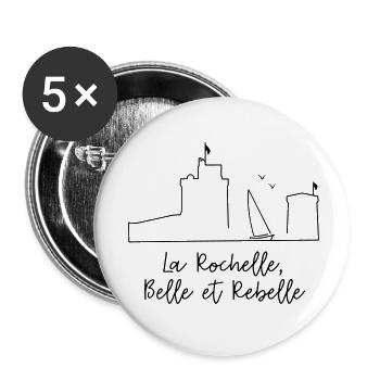 La Rochelle design noir by Nicolas Poitevin - Lot de 5 petits badges (25 mm) - blanc - Devant