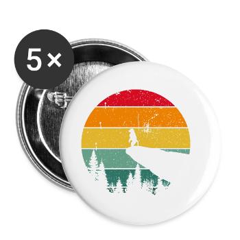 Singe Vintage Retro Singes Musique Banane Chimpanze - Lot de 5 petits badges (25 mm) - blanc - Devant