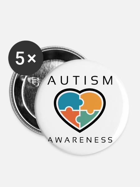 Autismus Bewusstsein - Buttons klein 25 mm (5er Pack) - Weiß
