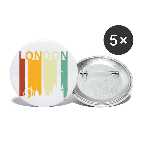 London Retro Stripes Sunset Skyline Vintage London - Buttons klein 25 mm (5er Pack)