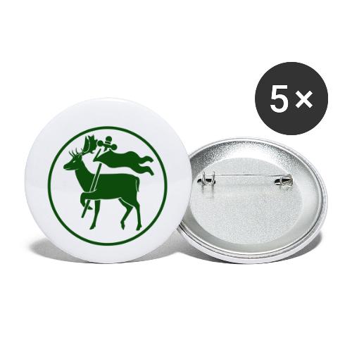 Zunfthirsch dunkelgrün - Buttons klein 25 mm (5er Pack)