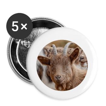 Happy Goat - Buttons small 1''/25 mm (5-pack) - white - Front
