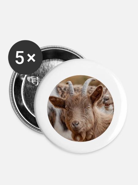 Glückliche Ziege - Buttons klein 25 mm (5er Pack) - Weiß