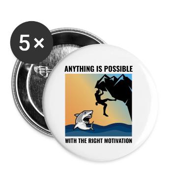Escalade de bloc Grimpeur Requin Poisson Drôle - Lot de 5 petits badges (25 mm) - blanc - Devant