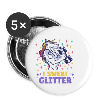 Gym fitness paillettes cadeau de sueur - Lot de 5 petits badges (25 mm) - blanc - Devant