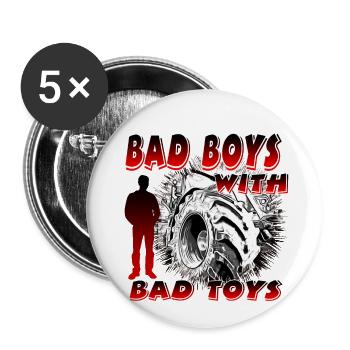 Tracteur - Lot de 5 petits badges (25 mm) - blanc - Devant