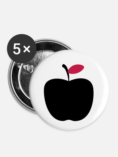 Black Apple - Buttons klein 25 mm (5er Pack) - Weiß