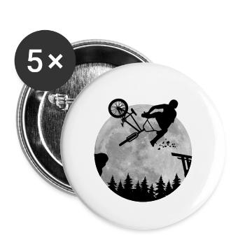 Fahrrad BMX MTB Mountainbike Geschenkidee - Buttons klein 25 mm (5er Pack) - Weiß - Vorne