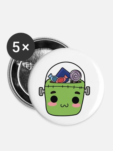 Süßes oder Saures Süßigkeiten - Buttons klein 25 mm (5er Pack) - Weiß