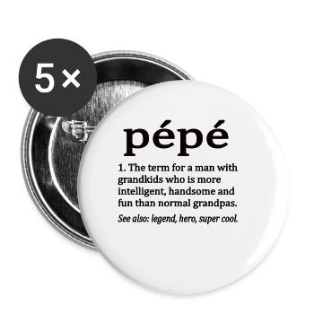 Pepe Papy Funny Fathers Day Pepe Papy Papa - Lot de 5 petits badges (25 mm) - blanc - Devant