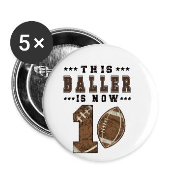1st Birthday Gift Football Player 1 Year - Buttons small 1''/25 mm (5-pack) - white - Front