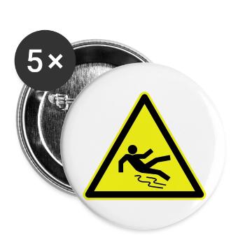 Glatte Warnung, rutschige Warnung - Buttons klein 25 mm (5er Pack) - Weiß - Vorne