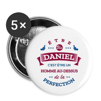 DANIEL PARFAIT - NOM DANIEL - Lot de 5 petits badges (25 mm) - blanc - Devant