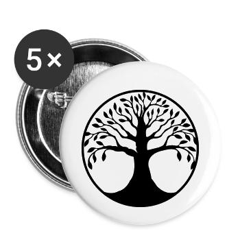 arbre de vie - Lot de 5 petits badges (25 mm) - blanc - Devant