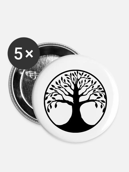 baum des lebens - Buttons klein 25 mm (5er Pack) - Weiß