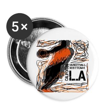 Basket-ball - Lot de 5 petits badges (25 mm) - blanc - Devant