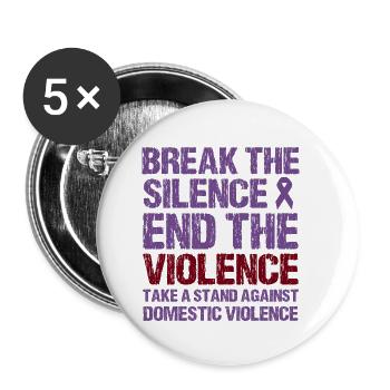 Domestic Violence Awareness Purple Ribbon - Buttons small 1''/25 mm (5-pack) - white - Front