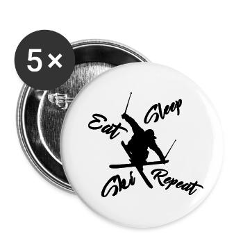 skifahren Eat sleep ski repeat - Buttons klein 25 mm (5er Pack) - Weiß - Vorne