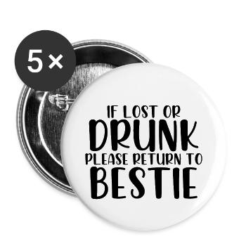 En cas de perte ou d’ivresse, veuillez retourner à bestie - Lot de 5 petits badges (25 mm) - blanc - Devant