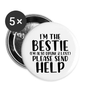 Im beie Im aussi ivre et perdu s’il vous plaît envoyer de l’aide - Lot de 5 petits badges (25 mm) - blanc - Devant