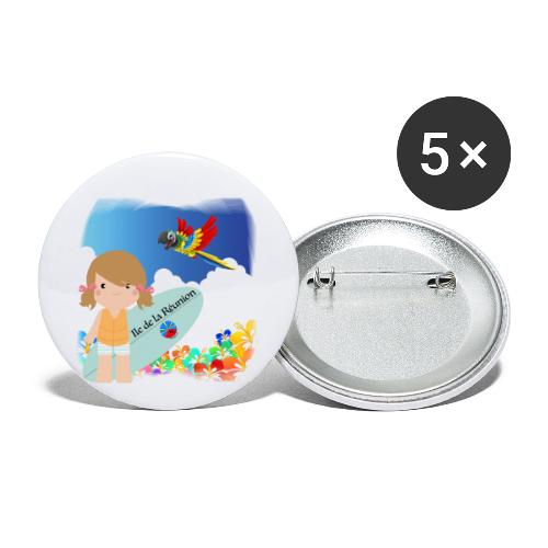 Surf Girl Reunion Island - Lot de 5 petits badges (25 mm)