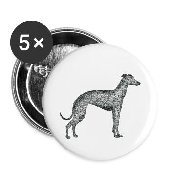 Black White Greyhound - Buttons small 1''/25 mm (5-pack) - white - Front
