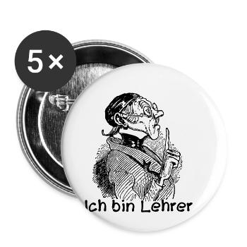 Ich bin Lehrer Wilhelm Busch Lehrer Lämpel - Buttons klein 25 mm (5er Pack) - Weiß - Vorne
