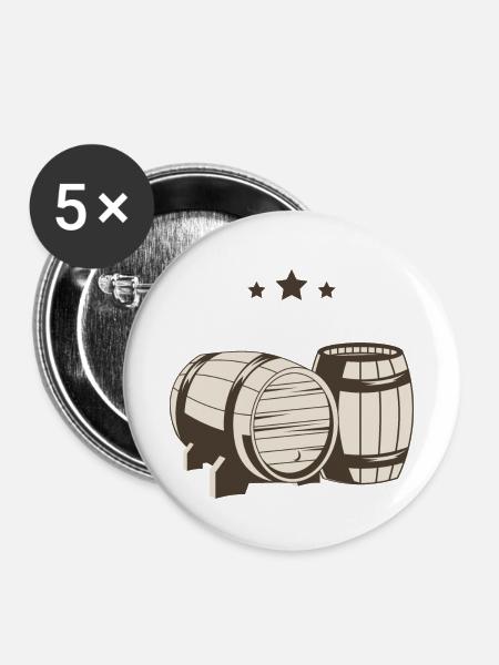 Bierfässer Bier Sterne - Buttons klein 25 mm (5er Pack) - Weiß