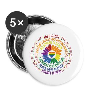 Black Lives Matter LGBT Pride Gleichheit Fakten - Buttons klein 25 mm (5er Pack) - Weiß - Vorne
