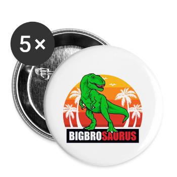 Big Bro Saurus - Buttons klein 25 mm (5er Pack) - Weiß - Vorne
